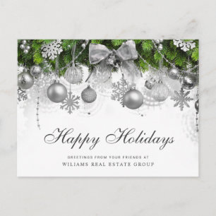 Retro Rustic Christmas Ornament Corporate Greeting Holiday Postcard