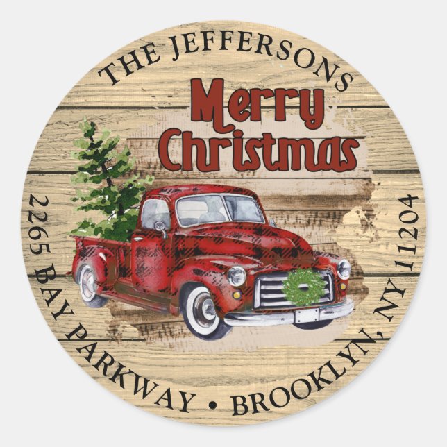 Retro Rustic Christmas Return Address Label (Front)