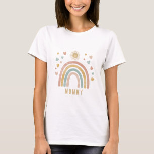 Retro Rustic Colours Rainbow and Sun Mummy T-Shirt