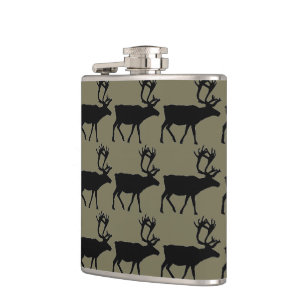 Retro rustic Elk moose deer pattern Hip Flask