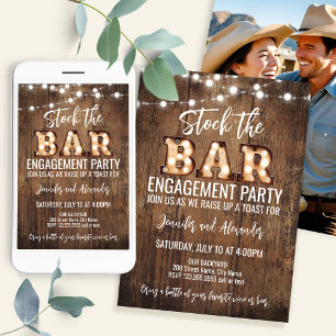 Retro Rustic Engagement Party Invitation