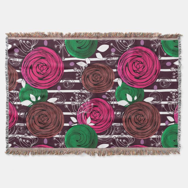 Retro, rustic, folk throw blanket (Front)