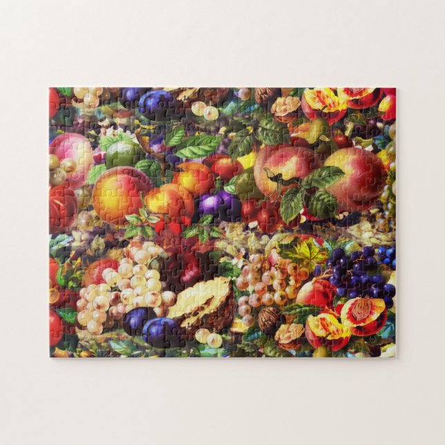 Retro Rustic Fresh Summer Tropical Fruit Vegetable Jigsaw Puzzle (Horizontal)