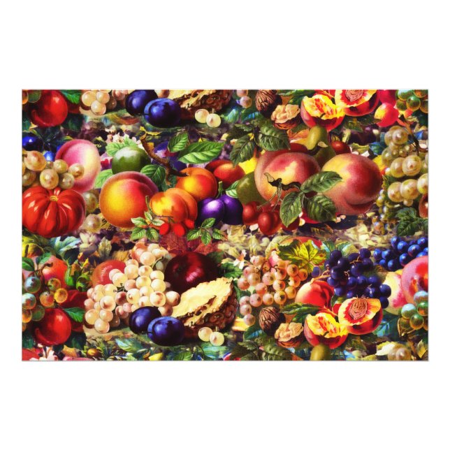 Retro Rustic Fresh Summer Tropical Fruit Vegetable Photo Print (Front)
