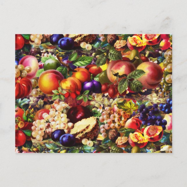 Retro Rustic Fresh Summer Tropical Fruit Vegetable Postcard (Front)