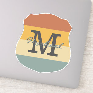 Retro Rustic Multicolor Ombre Name Monogram