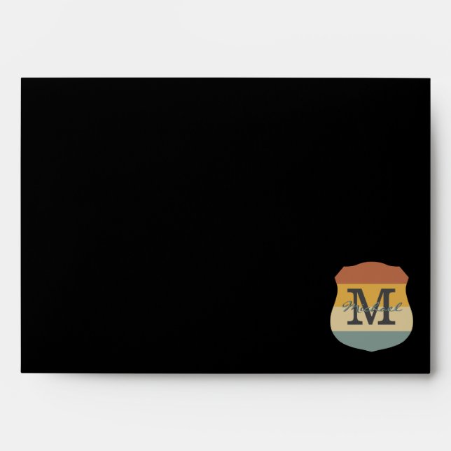 Retro Rustic Multicolor Ombre Name Monogram Envelope (Front)