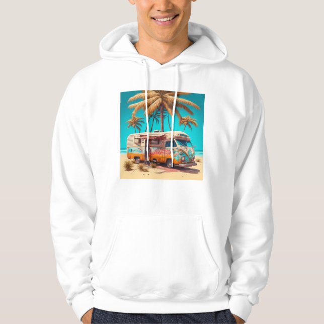 Retro RV and Palm Trees Hoodie (Front)