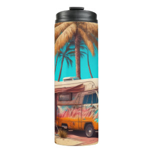 Retro RV and Palm Trees Thermal Tumbler