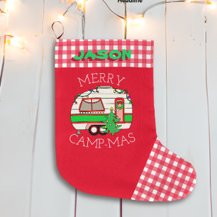 Retro RV Camper   Camping Themed Personalised  Large Christmas Stocking