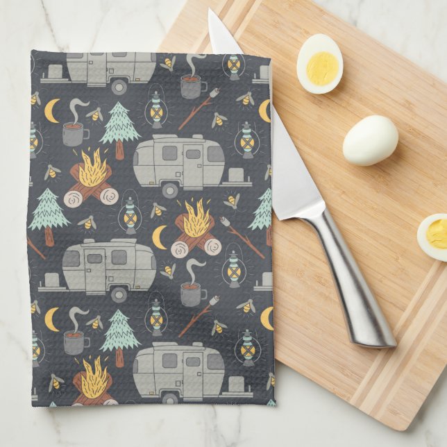 Retro RV Camping Tea Towel (Quarter Fold)