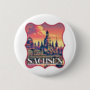 Retro Sachsen Skyline 6 Cm Round Badge