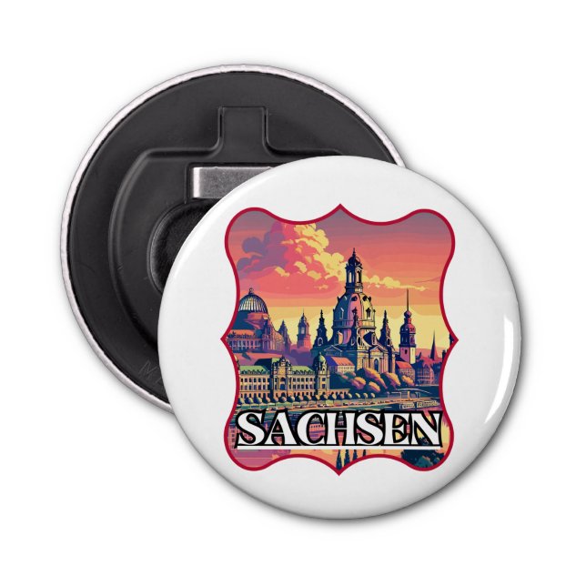 Retro Sachsen Skyline  Bottle Opener (Front)
