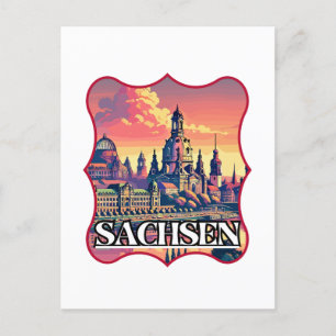Retro Sachsen Skyline Postcard