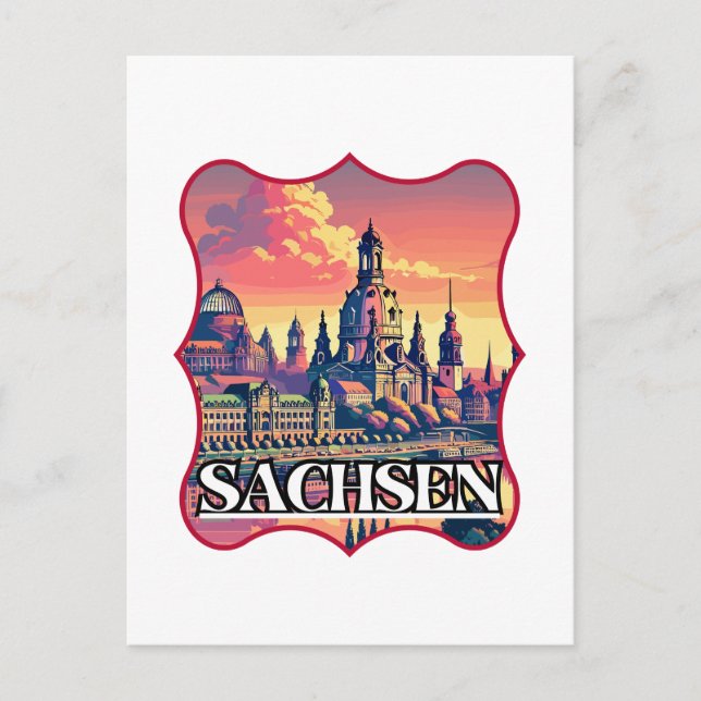 Retro Sachsen Skyline  Postcard (Front)