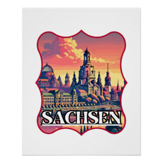 Retro Sachsen Skyline  Poster