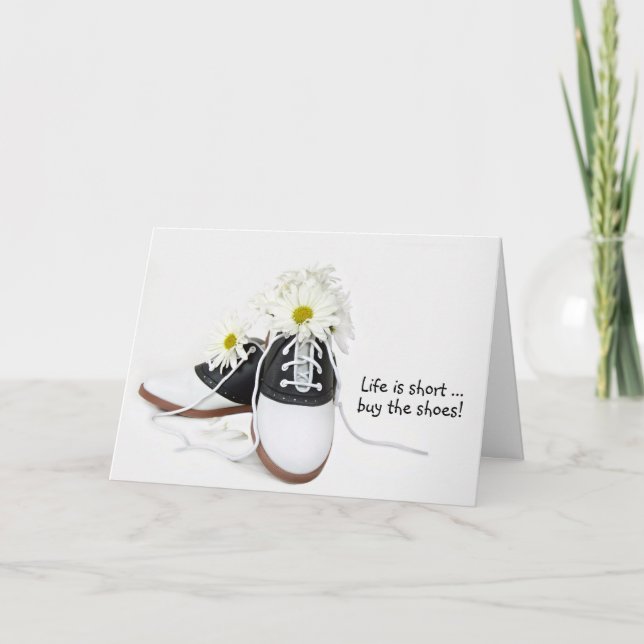 retro saddle shoes with white daisy birthday card (Front)