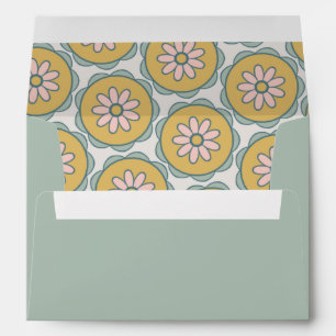 Retro Sage Floral Pastel Shower Return Address Envelope