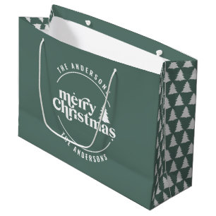 Retro Sage Green Christmas Modern Minimal Unique Large Gift Bag