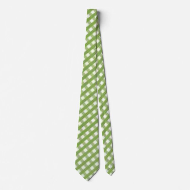 Retro "Sage Green Gingham Check" Neck Tie (Front)