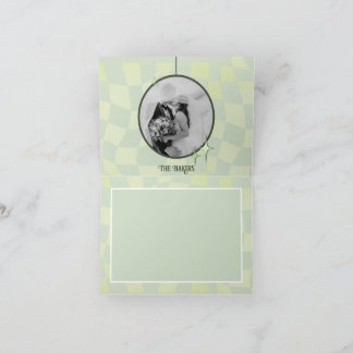Retro Sage Green Wedding Thank You Card Disco