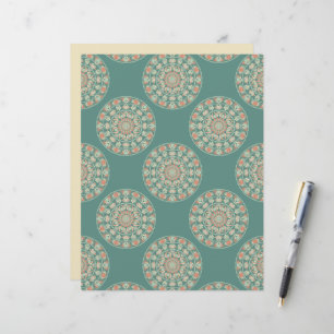 Retro Sage & Sand Ornate Floral Polka Dot Mandala