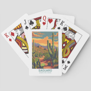 Retro Saguaro Scenic View   Playing Cards