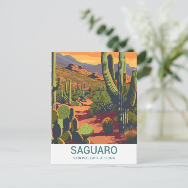 Retro Saguaro Scenic View   Postcard (Standing Front)
