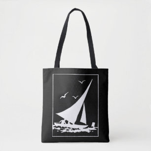 Retro Sailboat Silhouette Tote Bag