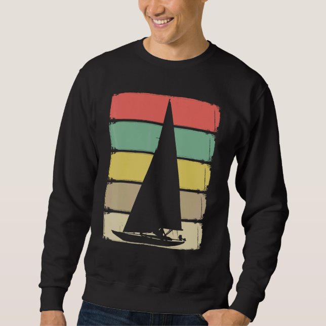 Retro Sailboat Skipper Ship Catamaran Yacht Sail S Sweatshirt (Front)