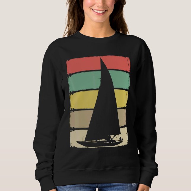 Retro Sailboat Skipper Ship Catamaran Yacht Sail S Sweatshirt (Front)