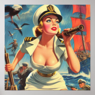 Retro Sailor Pin-up Poster