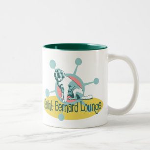 Retro Saint Bernard Lounge Two-Tone Coffee Mug