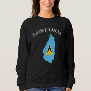 Retro Saint Lucia Country Distressed Country Flag Sweatshirt