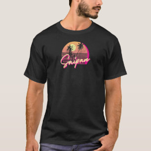 Retro Saipan Beach 80s Sunset Raglan T-Shirt
