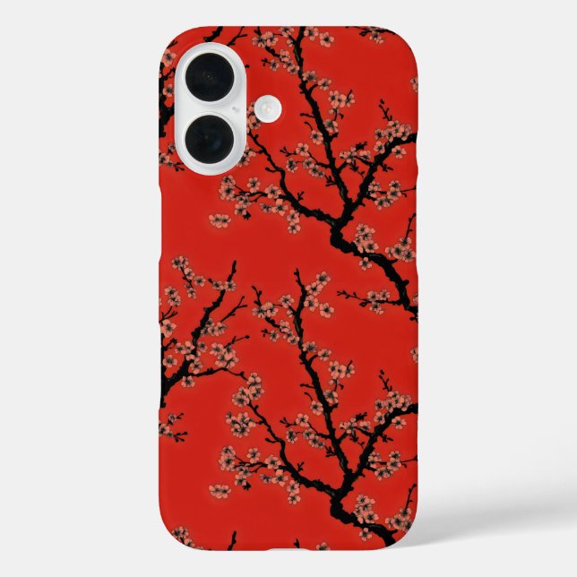 Retro Sakura Red Pattern Case-Mate iPhone Case (Back)