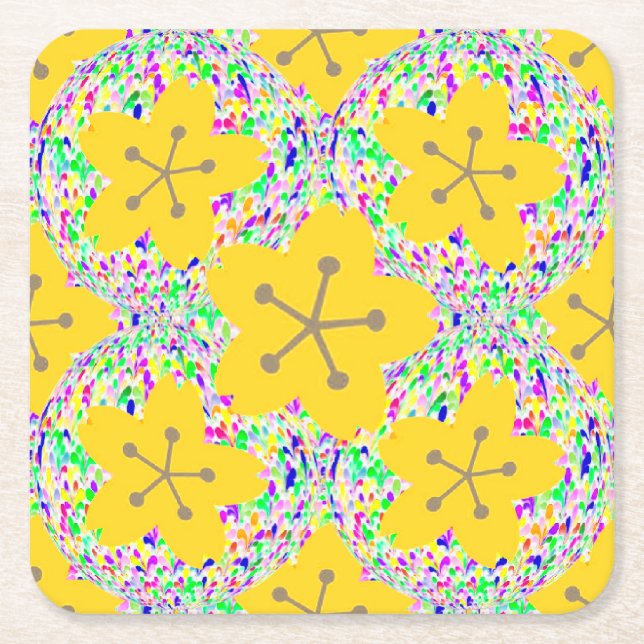 Retro Sakura Square Paper Coaster (Front)