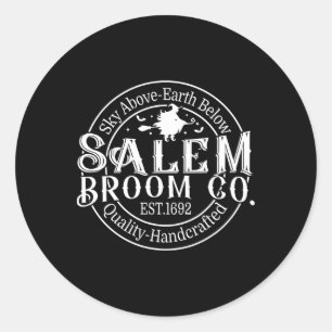 Retro Salem Broom Company Est 1692 Machusetts Hall Classic Round Sticker