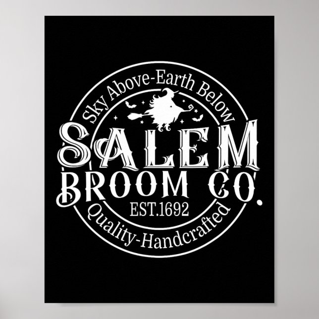 Retro Salem Broom Company Est 1692 Machusetts Hall Poster (Front)