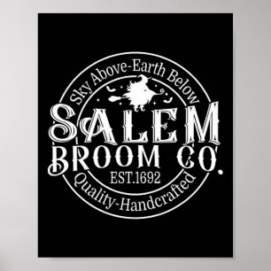 Retro Salem Broom Company Est 1692 Machusetts Hall Poster