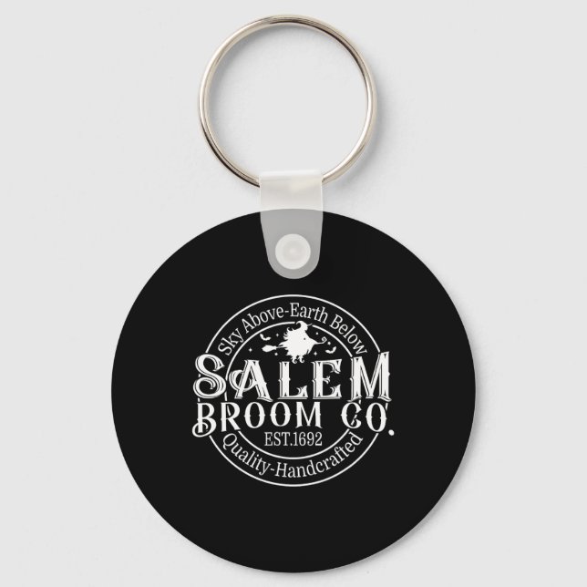 Retro Salem Broom Company Est 1692 Massachusetts H Key Ring (Front)
