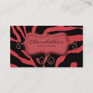 Retro Salon Spa Business Card Zebra Red