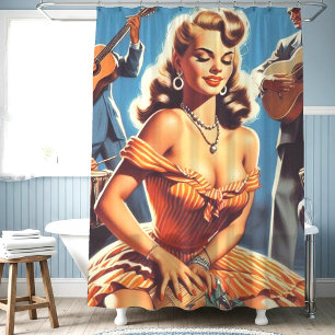 Retro Salsa Pin-up Shower Curtain