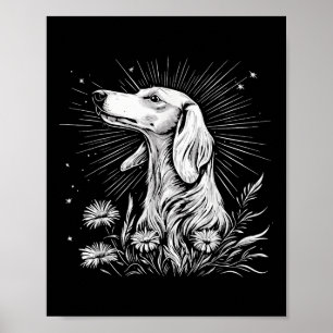 Retro Saluki Dog Lover Tattoo Style  Poster