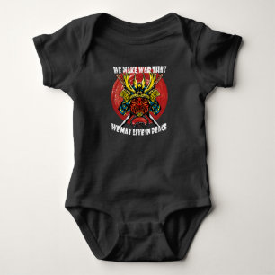 Retro Samurai Helmet - Samurai Quote About Peace Baby Bodysuit