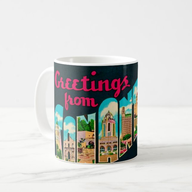 Retro San Antonio Postcard Mug (Front Left)