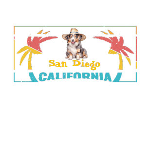 Retro San Diego California Australian Shepherd T-Shirt