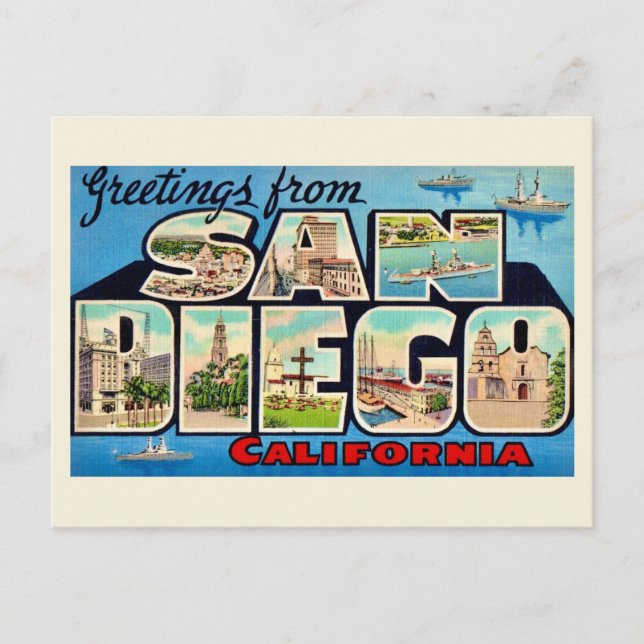 Retro San Diego Greeting Postcard (Front)