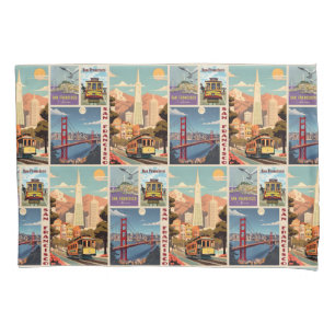 Retro San Francisco Batchwork Pillowcase