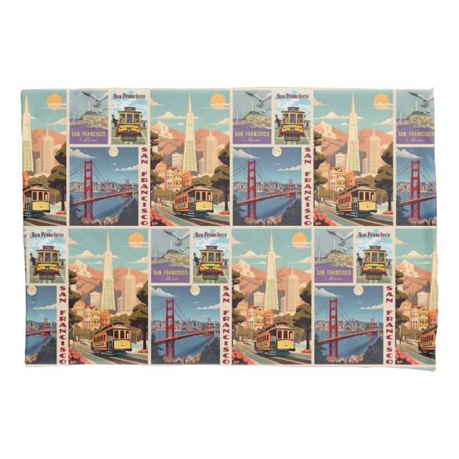 Retro San Francisco Batchwork Pillowcase (Front)